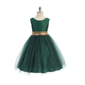 Green and gold girls party dress