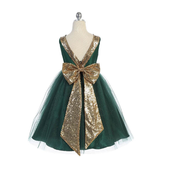 Emerald green and gold flower girl dresses online