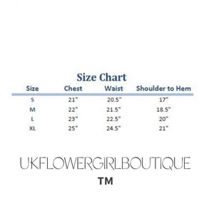 Size chart for Baby Kenza Dress