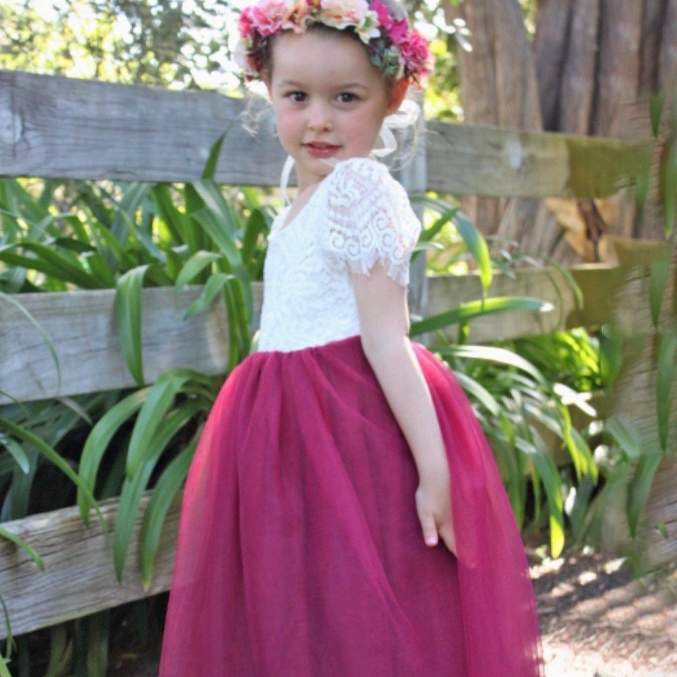 Baby Girl Burgundy And Blush Flower Girl Dresses Bohemian Flutter