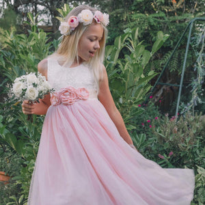 pink dress with white flowers Bohemian Baby Pink Dress