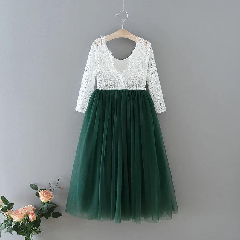 Bohemian Hunter Green Flower Girl Dress | UK Flower Girl Boutique Bohemian Hunter Green Flower Girl Dress | UK Flower Girl Boutique