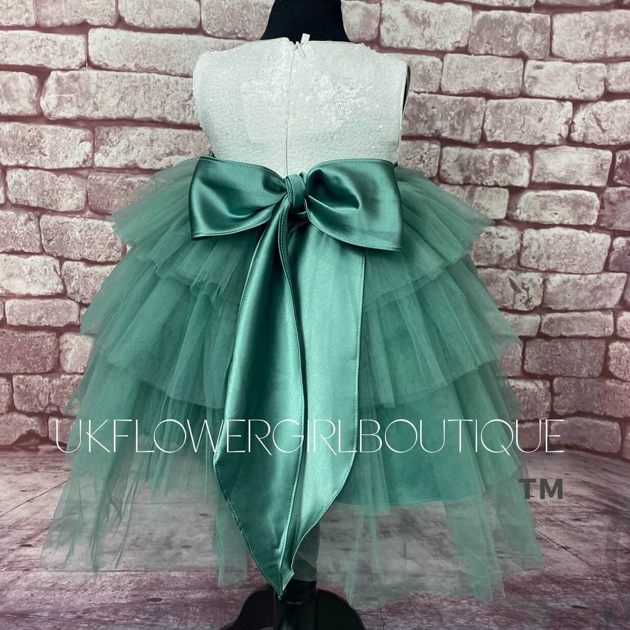 Sage Green Darcy Dress UK Flower Girl Boutique