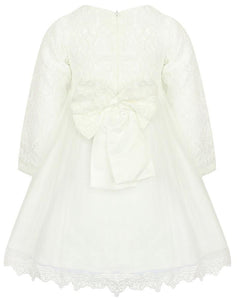 Long Sleeve Heidi Baptism Dress - White - UK Flower Girl Boutique