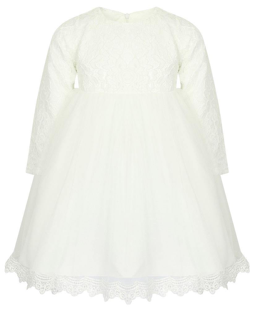 Long Sleeve Heidi Baptism Dress - White - UK Flower Girl Boutique