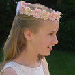 Blended colour flower crown on girls head