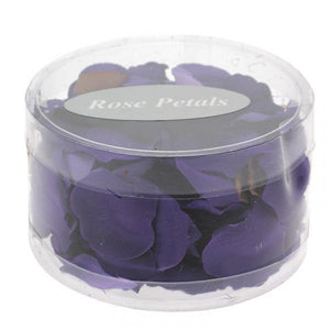 tub of purple rose petals