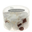 White rose petals in a clear tub