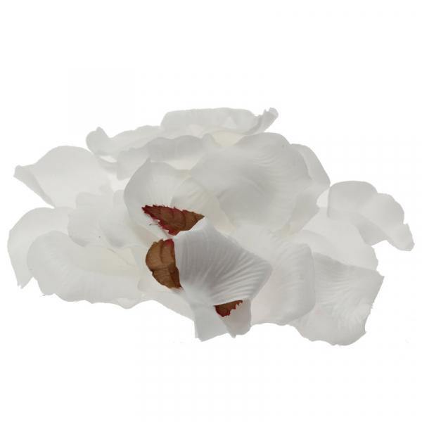 White artificial rose petals