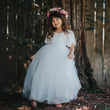 Girl in Bohemian Flutter Dress - Ice White