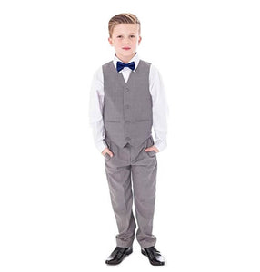 Young boy in grey suit