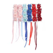 Fabric flower garlands in pink, mint, blue and red