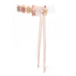 fabric flower garland with ribbon bow and trailing ribbon