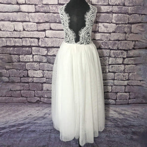 Back of Bohemian Classic Dress - White