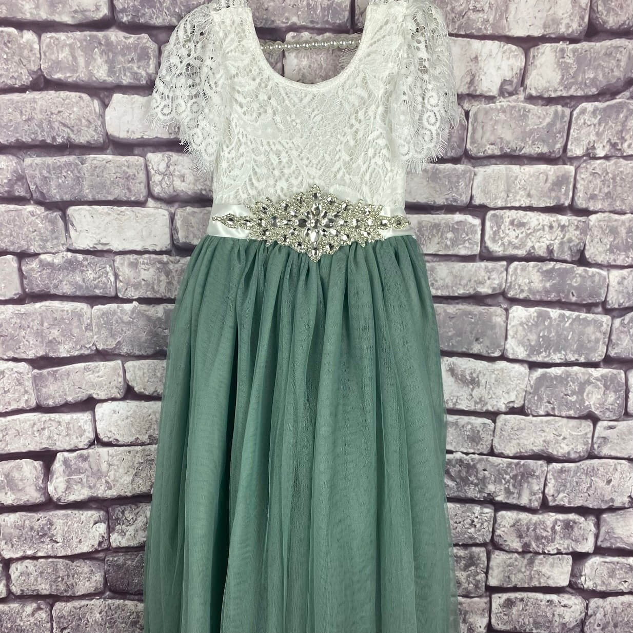green emerald velvet dress Floral Flower Girl Dress in Sage Tulle Girls Dress  Lisa Ann's Creations