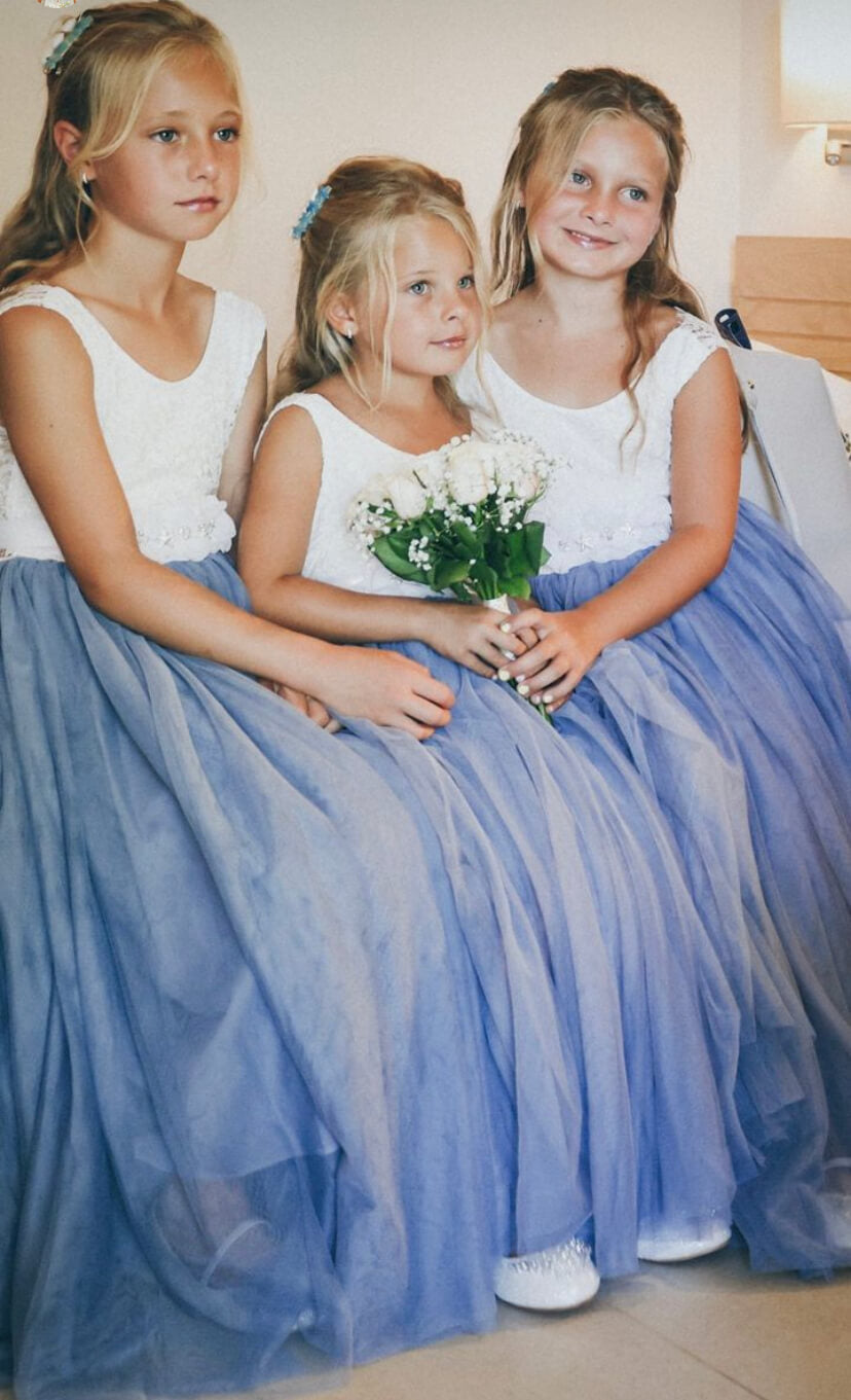 Bohemian Dusty Blue Girls Dress | UK Flower Girl Boutique Bohemian Dusty Blue Girls Dress | UK Flower Girl Boutique