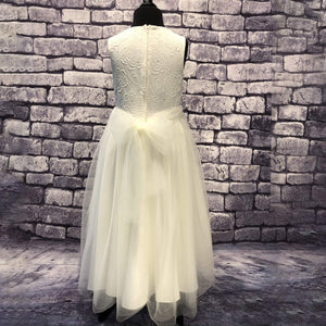 ivory coloured party dress on mannequin