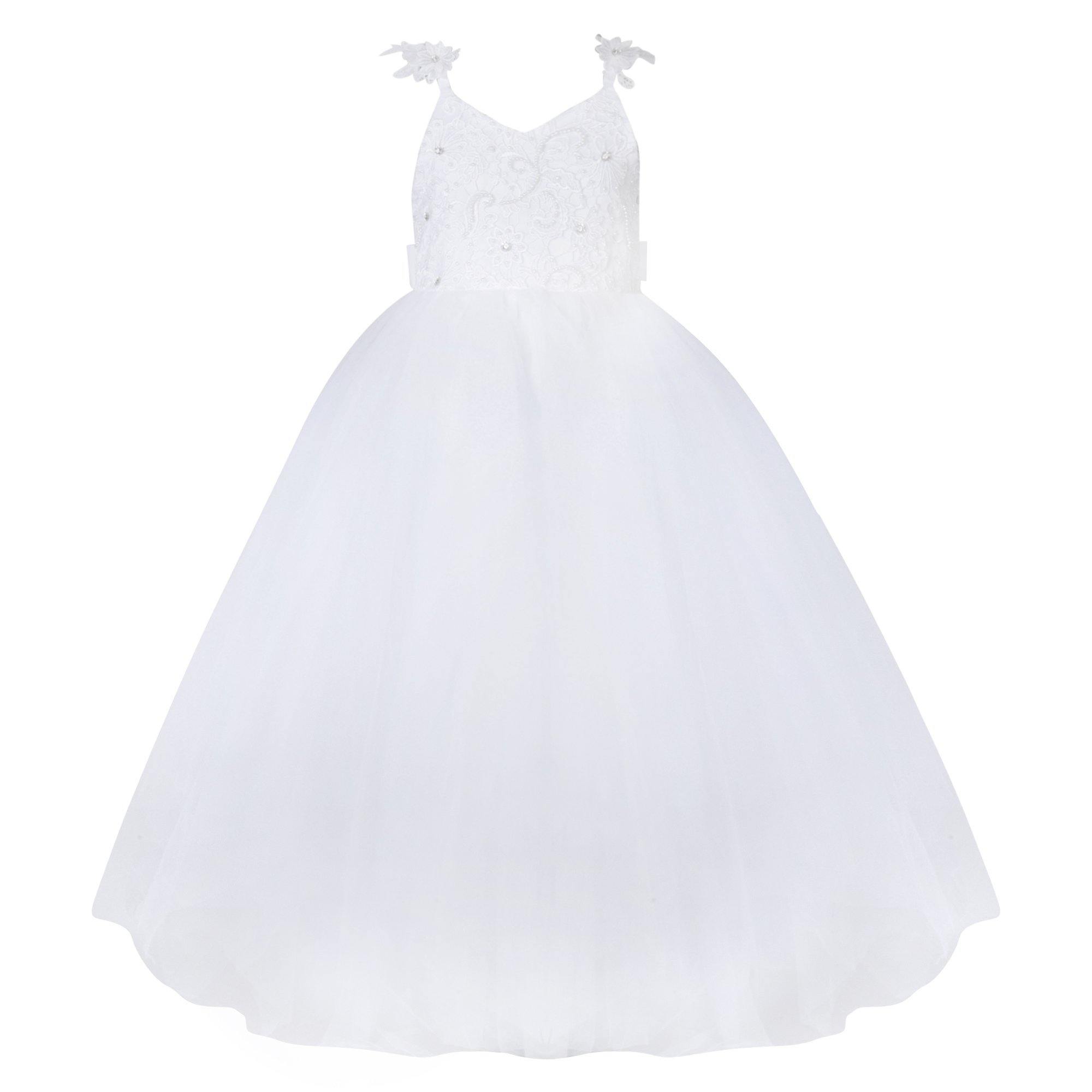 Princess Marilyn Girl's Dress - White | UK Flower Girl Boutique