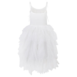 Feathers and Frills White Party Dress