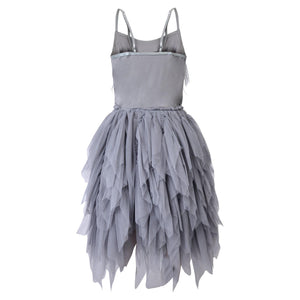 Girls dress with Feathers and Frills Dress in Silver Grey