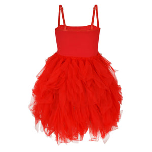 Red Feathers and Frills Dress