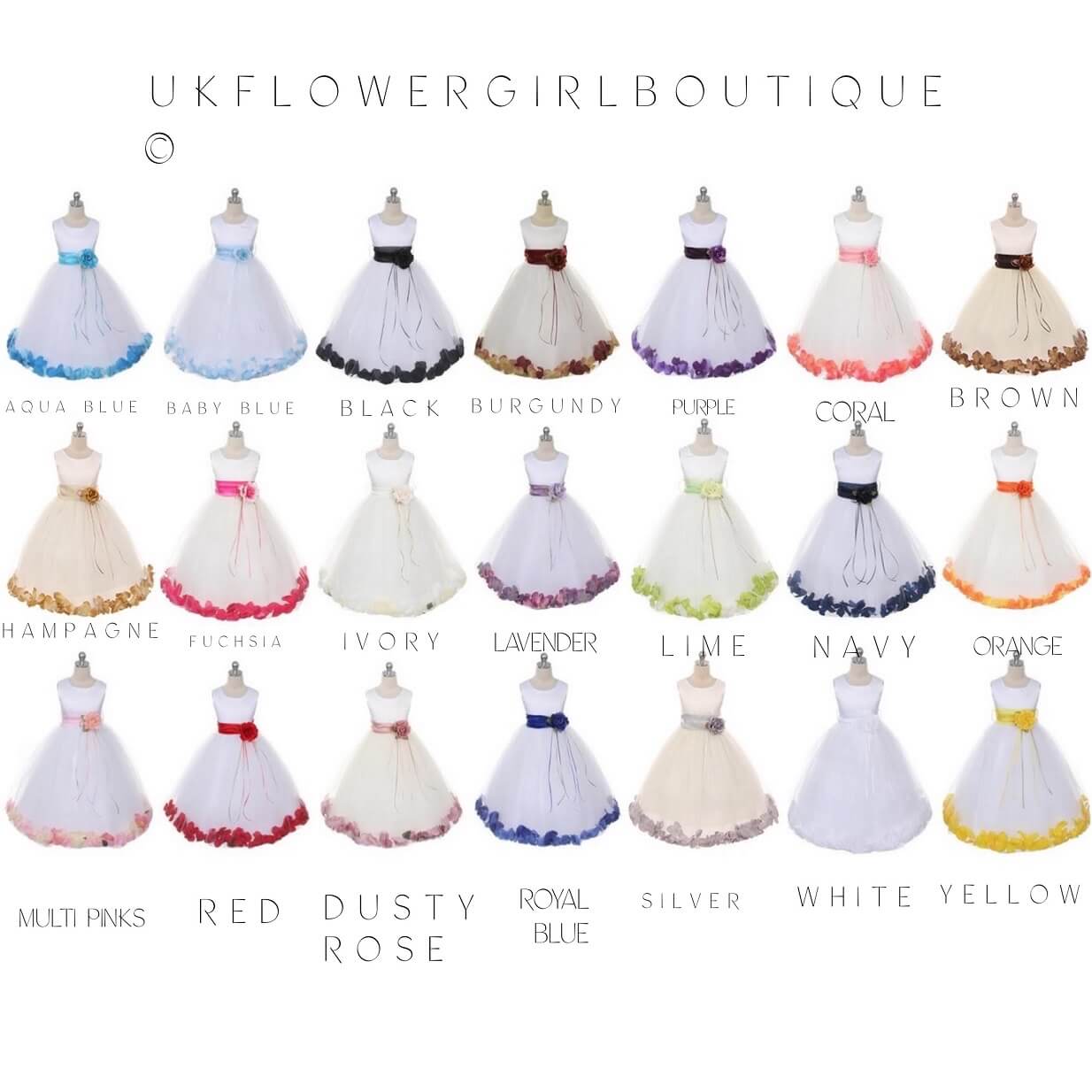 Colour options for baby Kenza dresses