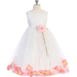 Squin white kenza dress with pink petals and sash