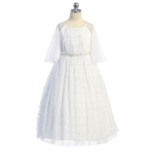 Maire White Butterfly Sleeve Girls Dress