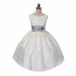 Morgan dress in white with silver sash on mannequin