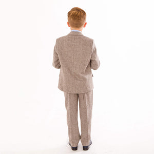 Peaky Rascals Finn Boys Brown Herringbone 5 Piece suit