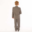 Back of a boy wearing a Grey Herringbone 5 Piece suit