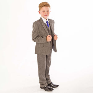 Peaky Rascals - Grey Herringbone 5 Piece boys suit