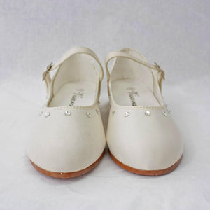 Girls white satin party shoes