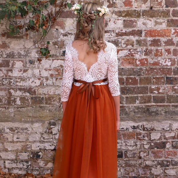 Burnt Orange Bohemian Classic Dress UK Flower Girl Boutique