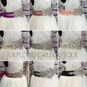 Diamante Glamour Sash - Various Colours - UK Flower Girl Boutique
