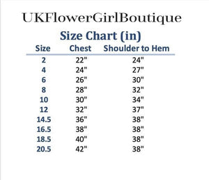 Size chart for uk flower girl dresses