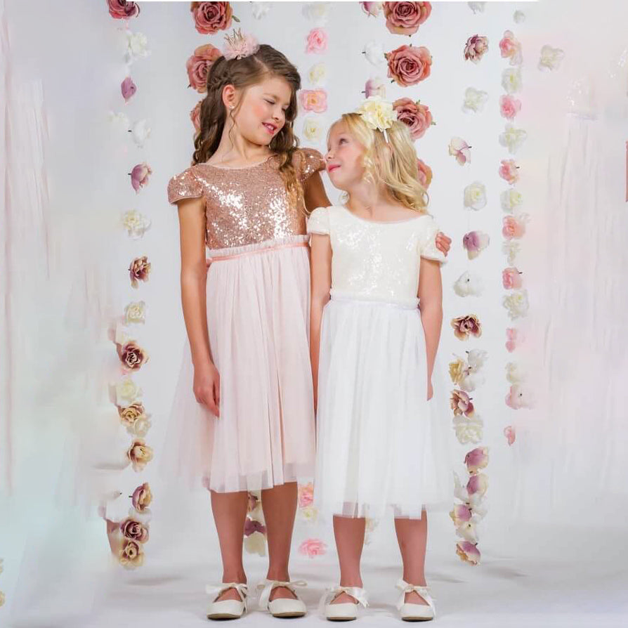 SALE Tallulah Flower Girl Rose Gold Dress | UK Flower Girl Boutique SALE Tallulah Flower Girl Rose Gold Dress | UK Flower Girl Boutique