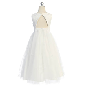 White Jasmine Dress with cut out back  on mannequin