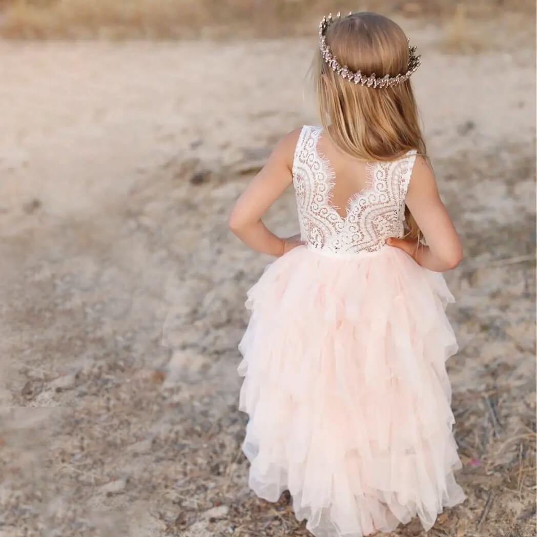 Girl wearing Sleeveless Bohemian Spirit Dress on blush