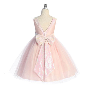 Rear detailing of pink dress