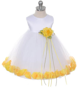 White dress with yellow petals
