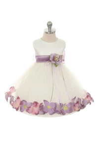 petal dress with sash in lavender