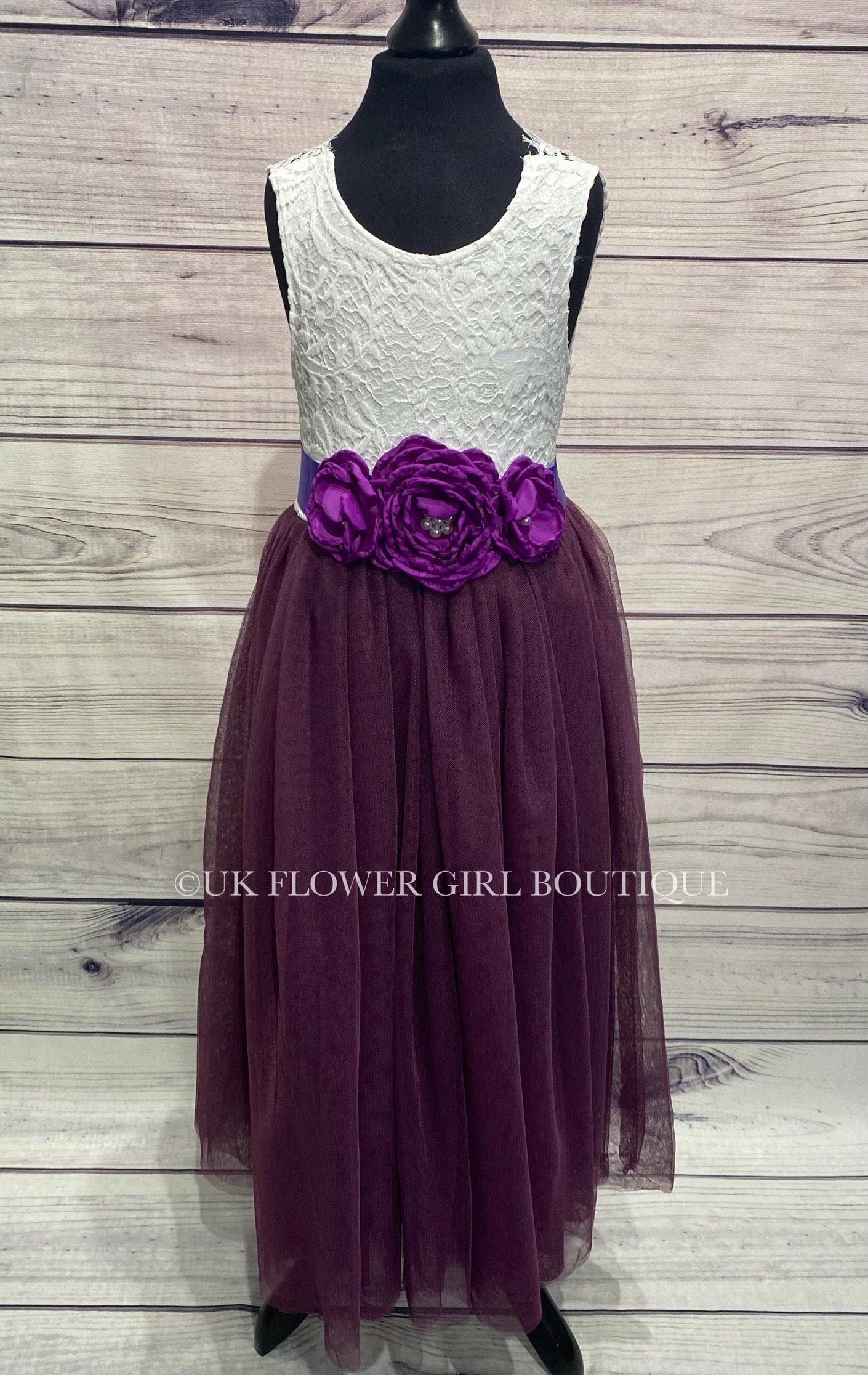 Flower girl store dresses plum color