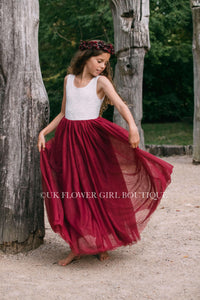 Bohemian Classic Dress - Burgundy - UK Flower Girl Boutique