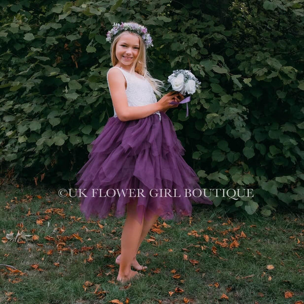 Royal purple flower girl dresses sale