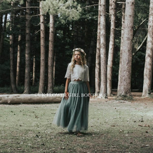 Girl walking in log in forest