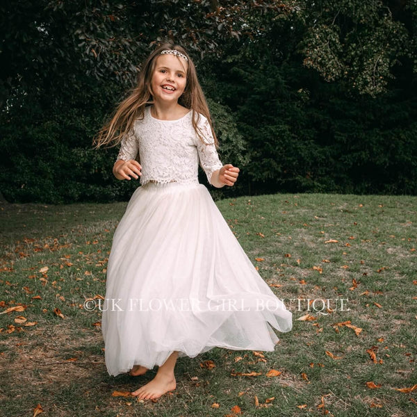 Felicity Couture Party Dress | Ivory | UK Flower Girl Boutique