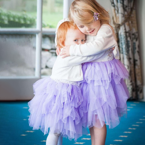 2 little girls wearing Baby Boho Dreams Dress Lilac Applique