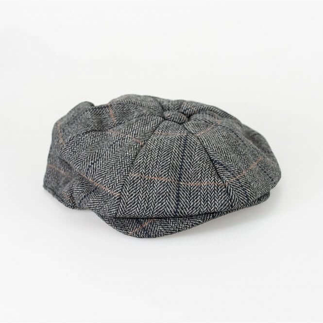 Casquette Newsboy Bébé Garçon Gris Chevrons – 6-18 Mois – Style Vintage Baker Boy – Coton Doux & Élastique