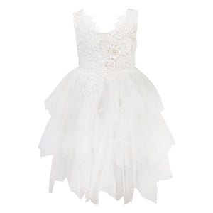 Boho Dreams Dress - White Appliqué - UK Flower Girl Boutique